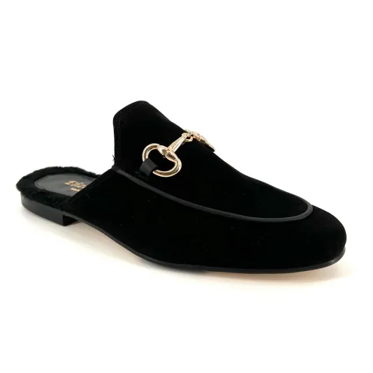 Bitfur - The Loafer Mule with Bit in Black Suede