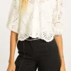 The 3/4 Sleeve Lace Top in Ivory