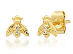 The Bee Studs in Gold CZ