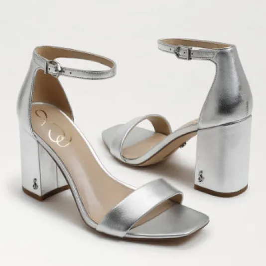 The Block Heel Dress Sandal in Silver
