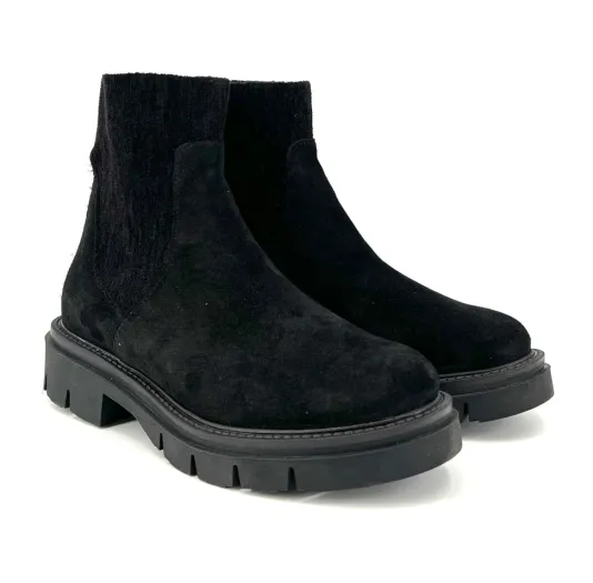 The Bootie with Chenille Knit Elastic Upper in Black