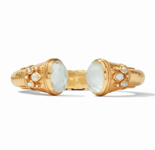 The Cannes Hinged Cuff in Clear Crystal