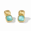 The Catalina Crystal Earring in Iridescent Bahamian Blue