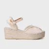 The Center Seam Frayed Canvas Espadrille in Ecru
