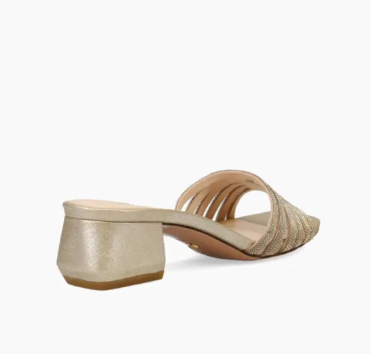 The Chain Slide Sandal in Platinum