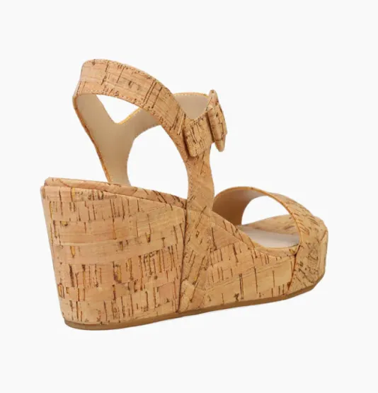 The Cork Wedge Sandal in Natural
