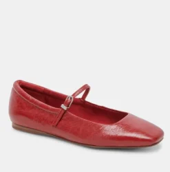 The Crinkle Leather Maryjane in Red
