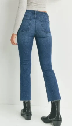 The Crop Flare in Dark Denim