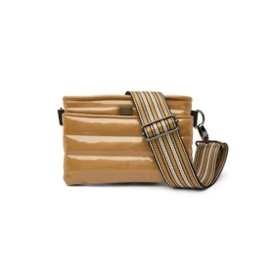 The Crossbody Bum Bag in Camel Patent