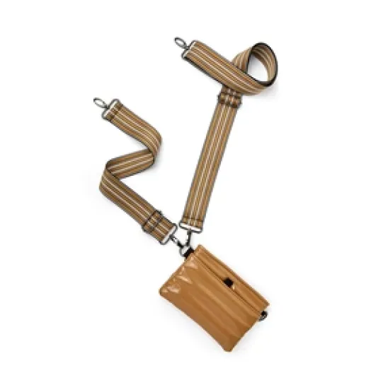 The Crossbody Bum Bag in Camel Patent