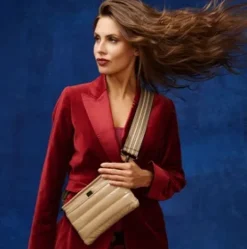 The Crossbody Bum Bag in Camel Patent