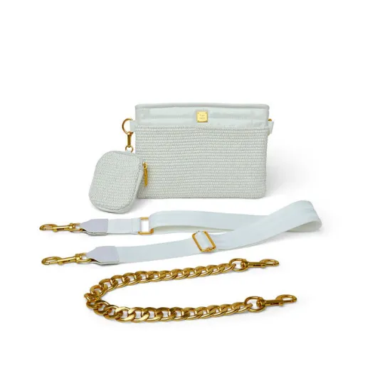 The Downtown Crossbody in White Raffia