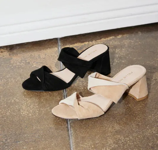 The Dual Twist Slide Sandal in Black