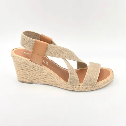 The Elastic Espadrille Sandal in Natural Linen