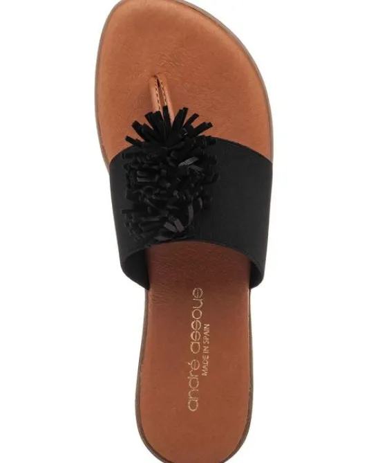 The Elastic Thong Puff Sandal in Black