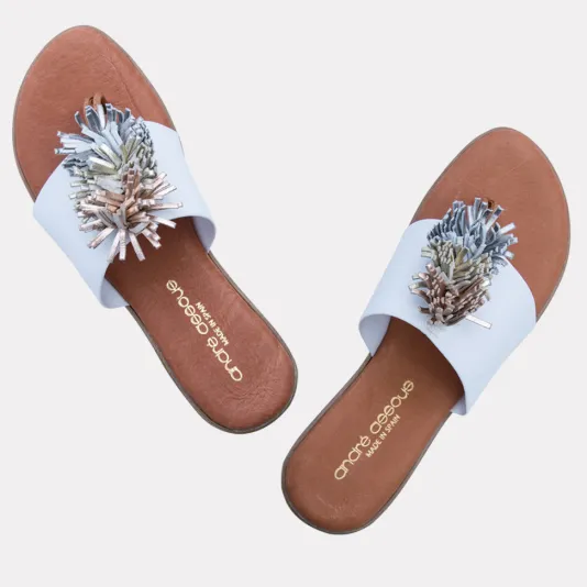 The Elastic Thong Puff Sandal in White