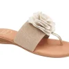 The Elastic Thong Sandal w Flower in Beige Platino