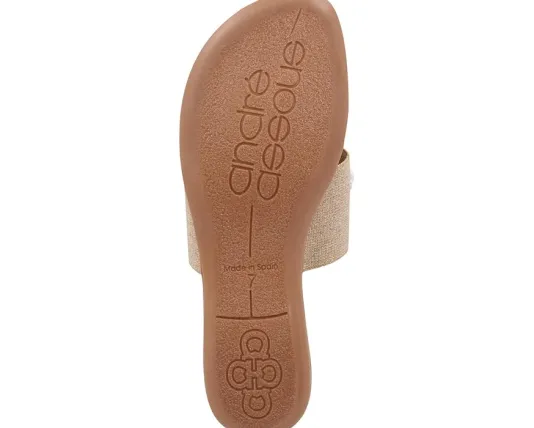 The Elastic Thong Sandal w Flower in Beige Platino