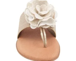 The Elastic Thong Sandal w Flower in Beige Platino