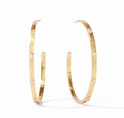 The Extra Large Crescent Stone Hoop in Gold CZ