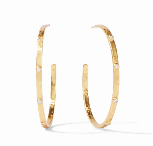 The Extra Large Crescent Stone Hoop in Gold CZ