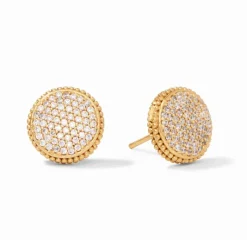 The Fleur-de-Lis Stud Earring in Gold CZ
