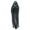 The Flexible Pointed Flat with Ornament in Black Patent
