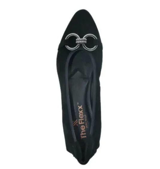 The Flexible Pointed Flat with Ornament in Black