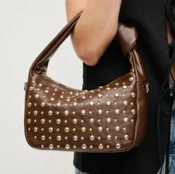 The Gold Stud Crossbody in Espresso