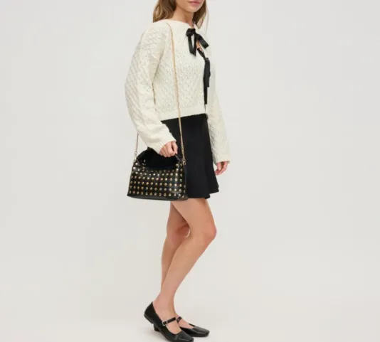 The Gold Stud Crossbody in Black
