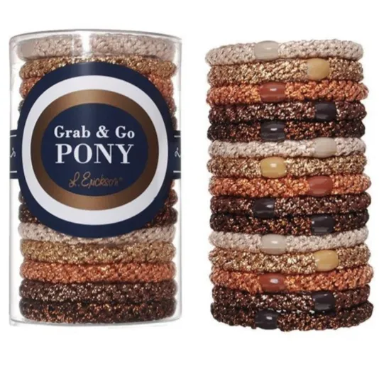 The Grab & Go Ponytail Holders in Neutral Metallic