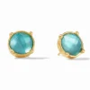 The Honey Stud Earring in Iridescent Bahamian Blue