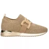 The Knit Slip On Sneaker with Link in Gold
