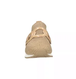 The Knit Slip On Sneaker with Link in Gold