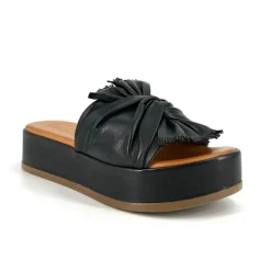 The Knotted Flatform Slide Sandal in Black
