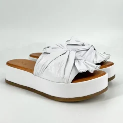 The Knotted Flatform Slide Sandal in White