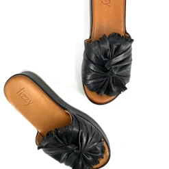 The Knotted Flatform Slide Sandal in Black