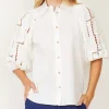 The Lace Sleeve Top in Ivory