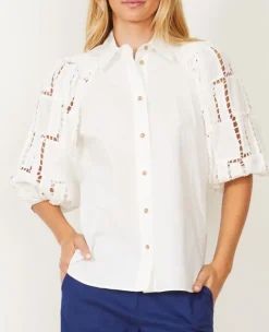 The Lace Sleeve Top in Ivory