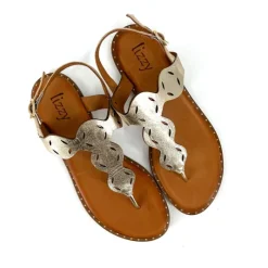 The Laser Cut Comfort Thong Sandal in Gold