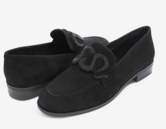 The Loafer with Pave Snake Ornament in Black