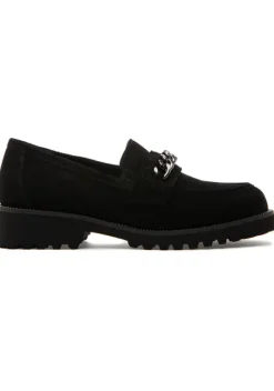 The Lug Sole Loafer with Chain in Black