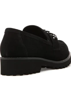 The Lug Sole Loafer with Chain in Black