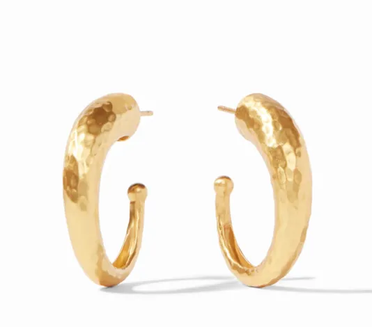 The Medium Hammered Hoop in Gold