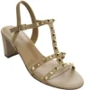 The Mid Heel Pyramid Stud Sandal in Ecru