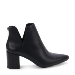 The Mid Stack Heel Bootie in Black