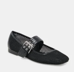 The Net & Leather Maryjane in Black