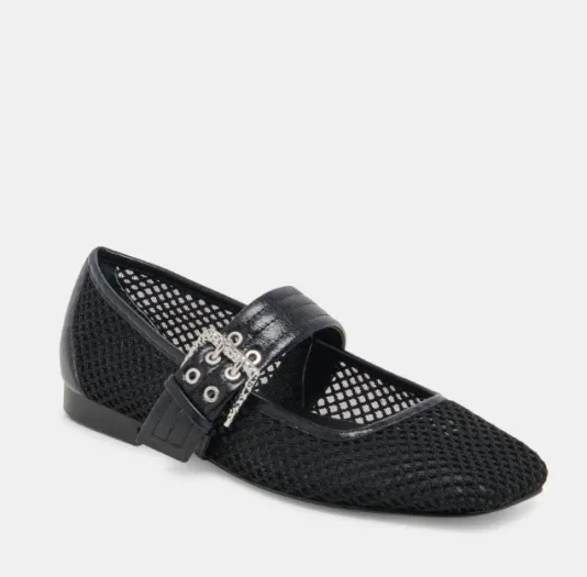 The Net & Leather Maryjane in Black