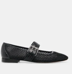 The Net & Leather Maryjane in Black