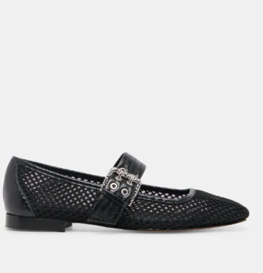 The Net & Leather Maryjane in Black